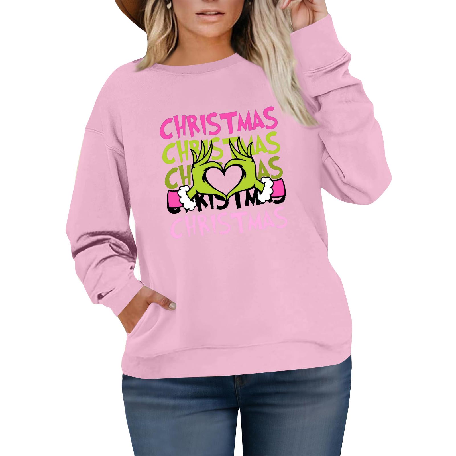 

Женский модный повседневный пуловер большого размера с длинным рукавом и принтом L розовый