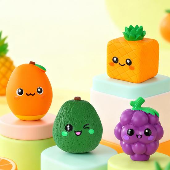 Squeaky Fruit Dog Toy Latex Dog Chew Toy Cute Fruit Shape Puppy Teething Toy for Small Medium Dogs Teeth Cleaning