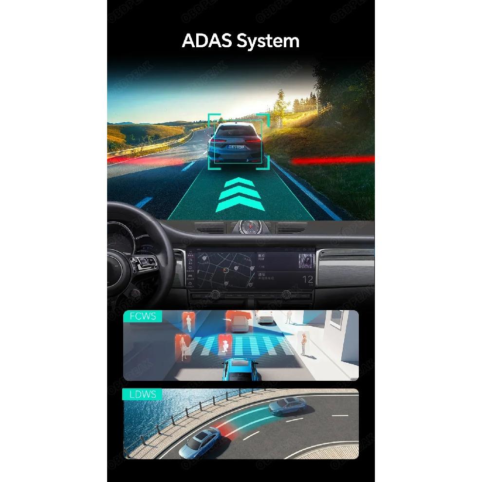 4K Dash Cam 4-Channel Record 1080P ADAS BSD Car DVR WIFI APP Rear View Mirror Auto Video Recorder Camera Ultra HD 24H Parking