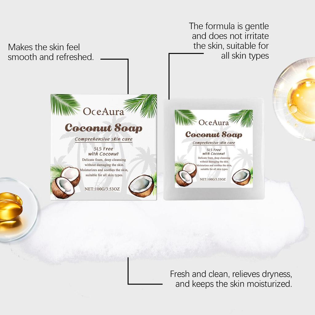 Coconut Calming Body Soap, Gentle Cleansing for Body Skin, Aromatic Moisturizing Comfort Bar for Daily Care