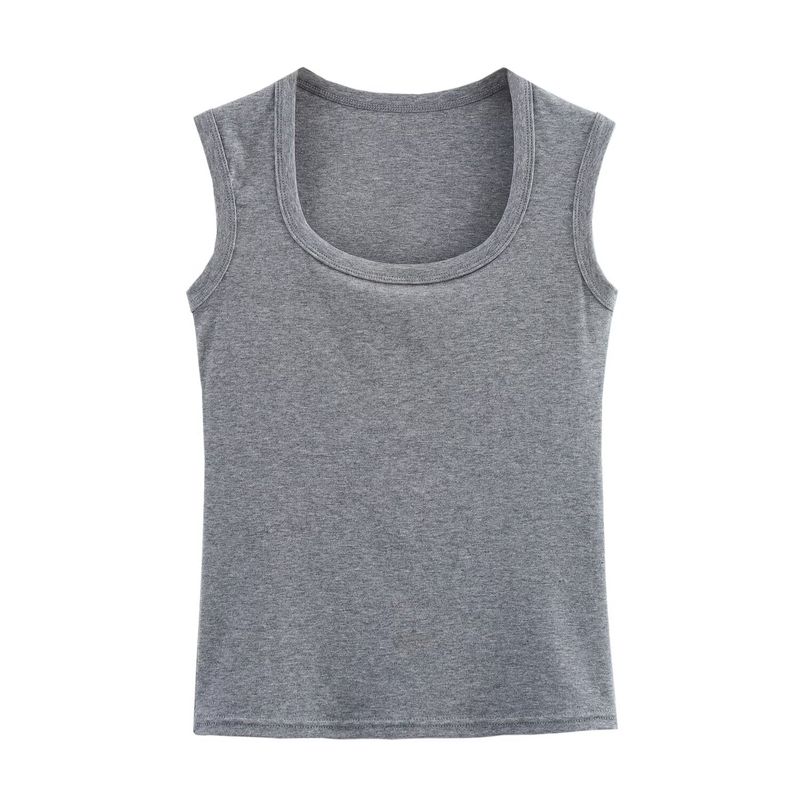 Kaslead New Arrival Women's Clothing Fashion Style Knitting Exercise Sleeveless U-Collar Pullover Vest Bottoming