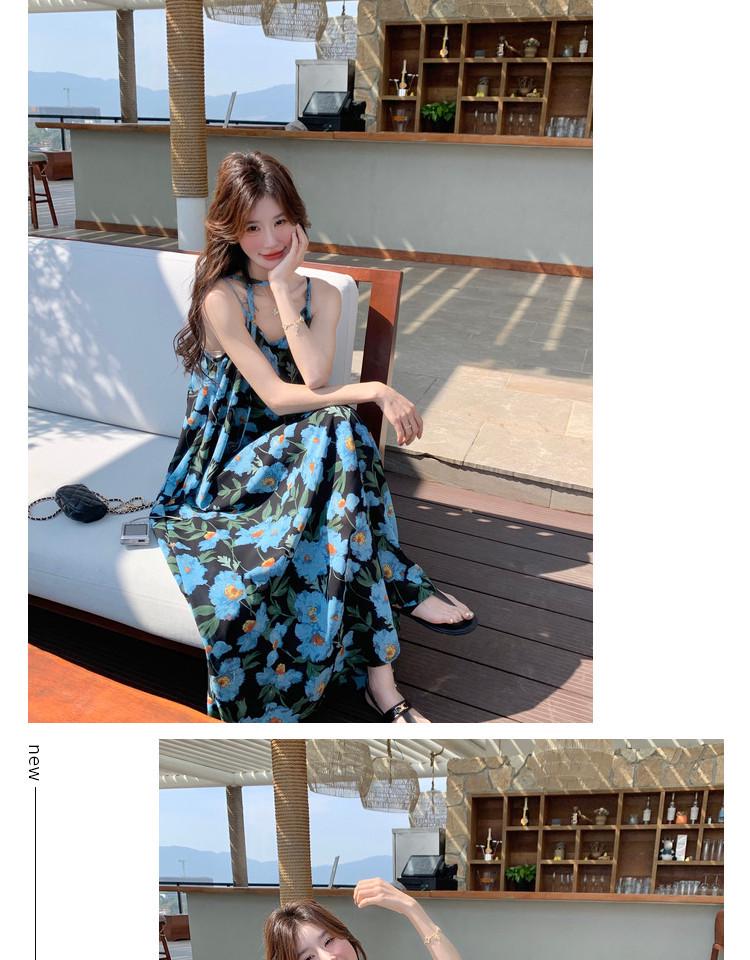 French Blue Floral Strappy Maxi Dress - Summer 2026 Women's Unique Design