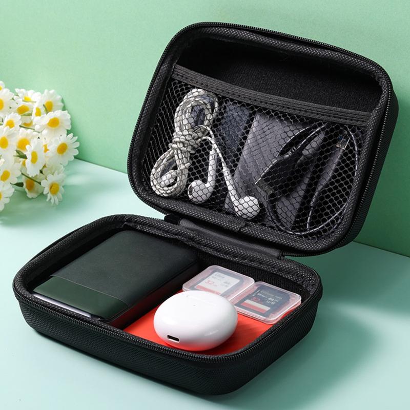 EVA Hard Case Square Heaphone Bag with Inner Mesh Pocket Carry Pouch with Inner Mesh Pocket for Electronic Accessory