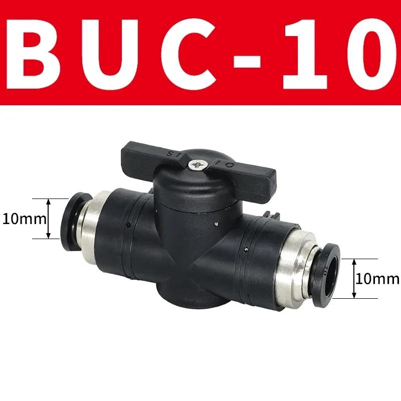 BUC-6 Black Pneumatic Quick Coupling Manual Valve Steering Switch Manual Ball Valve Air Hose 4 6 8 10 12mm