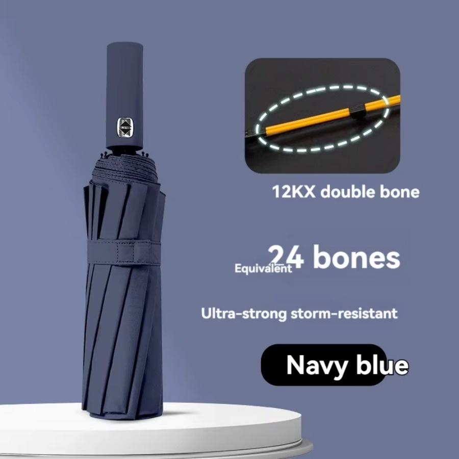 Automatic Folding Vinyl Umbrella, 24 Bones Umbrella Is Strong, Windproof and Rainproof, Large Umbrella for 2 To 3 People Outside