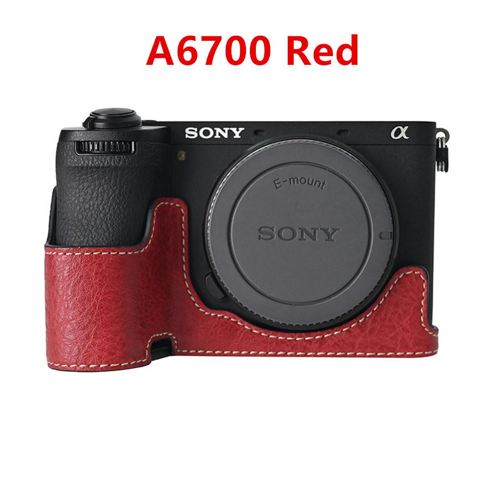 Camera Half Case for Sony A6700 A6400 A6300 A6100 A6000 ZVE10 ZVE10II ZVE10M2 A7R5 A7CII A7C2 Bottom Opening Cover PU Leather