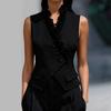 Spring European and American temperament elegant edge vest slim sleeveless V-neck commuter women's clothing