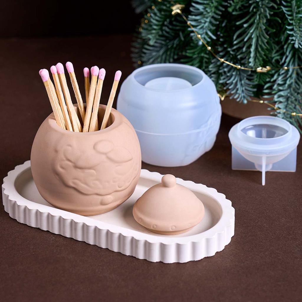 Bearded Santa Claus Candle Jar Silicone Mold DIY Christmas Ornament Crafts Making Plaster Resin Storage Box Clay Molds Home Deco