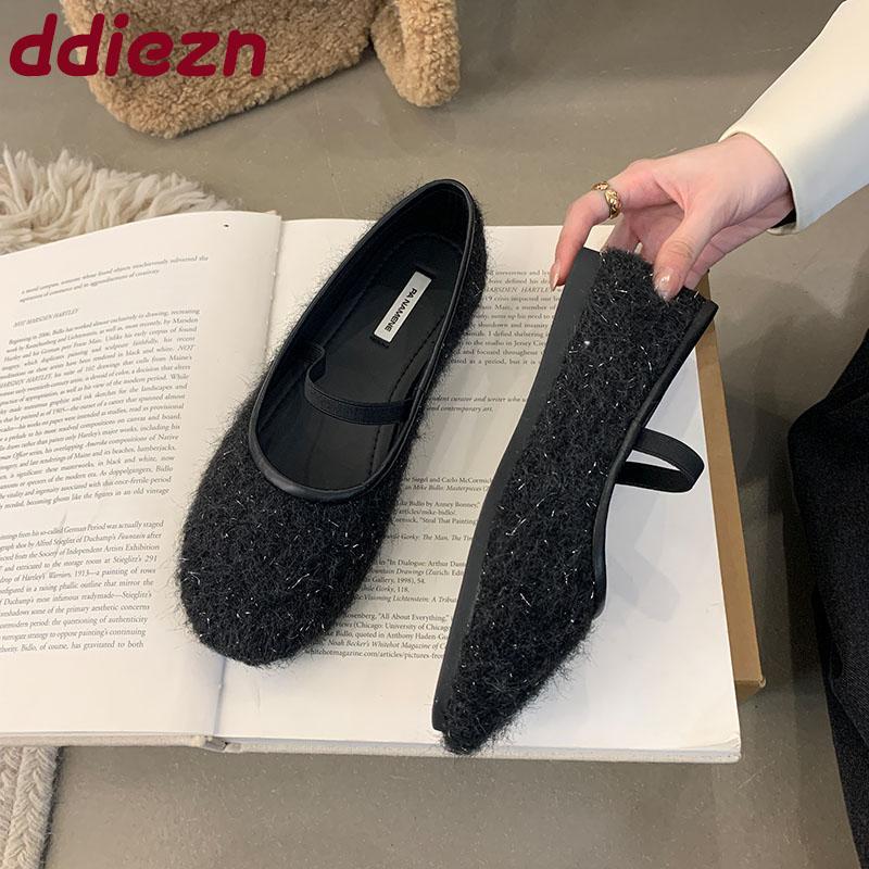 Fashion Female Slip On Footwear Shallow Women Ballet Flats Shoes Soft Casual Flock Fashion Round Toe Ladies Flats With Shoes