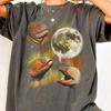 Muränenmond T-Shirt, Drei Muränen Retro Grafik T-Shirt, Geschenk für Meeresliebhaber Taucher
