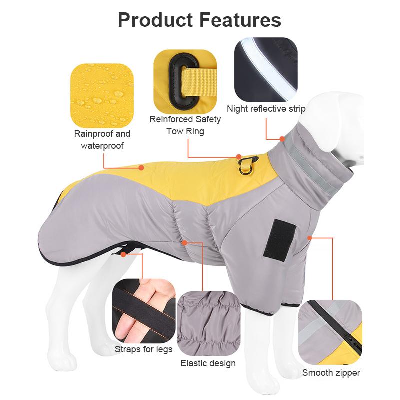 Giacca Calda per Cani a Collo Alto Cappotto in Cotone Gilet Riflettente Ispessito Autunno Inverno Vestiti per Animali Domestici per Cani Medi Grandi
