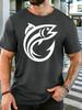 Unisex Crew Neck Tee Minimalist Fish And Hook Line Graphic Print Short Sleeve Top Summer Outdoor Loose Soft Casual Basic Daily Wear