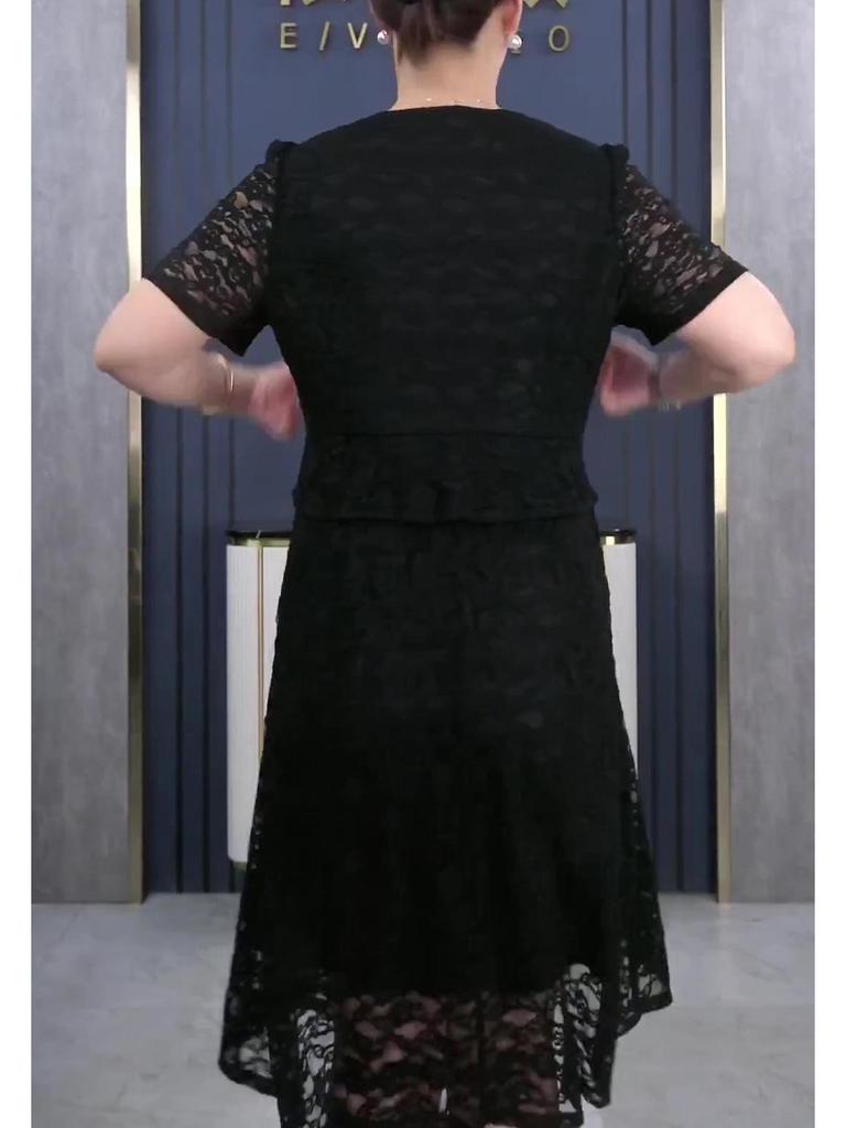 High-end Plus Size Lace Two-Piece Casual Summer Dress for Women