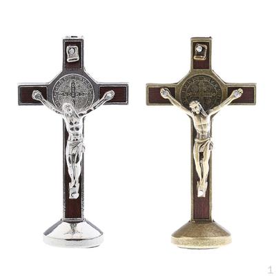 2pcs Crucifix Statue Figurines Car Home Chapel Decoration