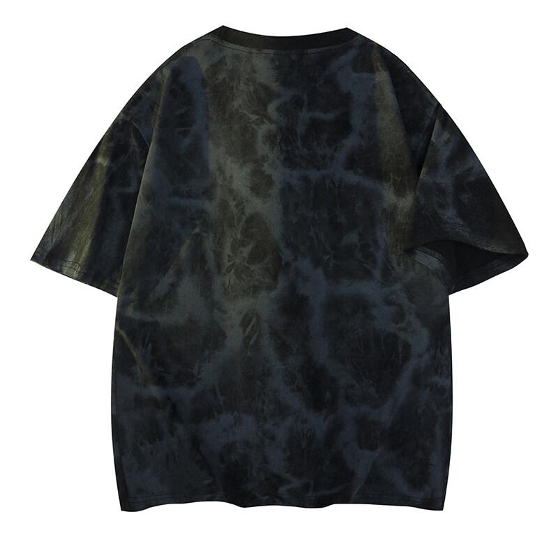 Pánská letní trička s kulatým výstřihem Pánská ležérní trička s krátkým rukávem Pánská trička s gradientním tie-dye ležérním stylem Módní topy v anglickém stylu