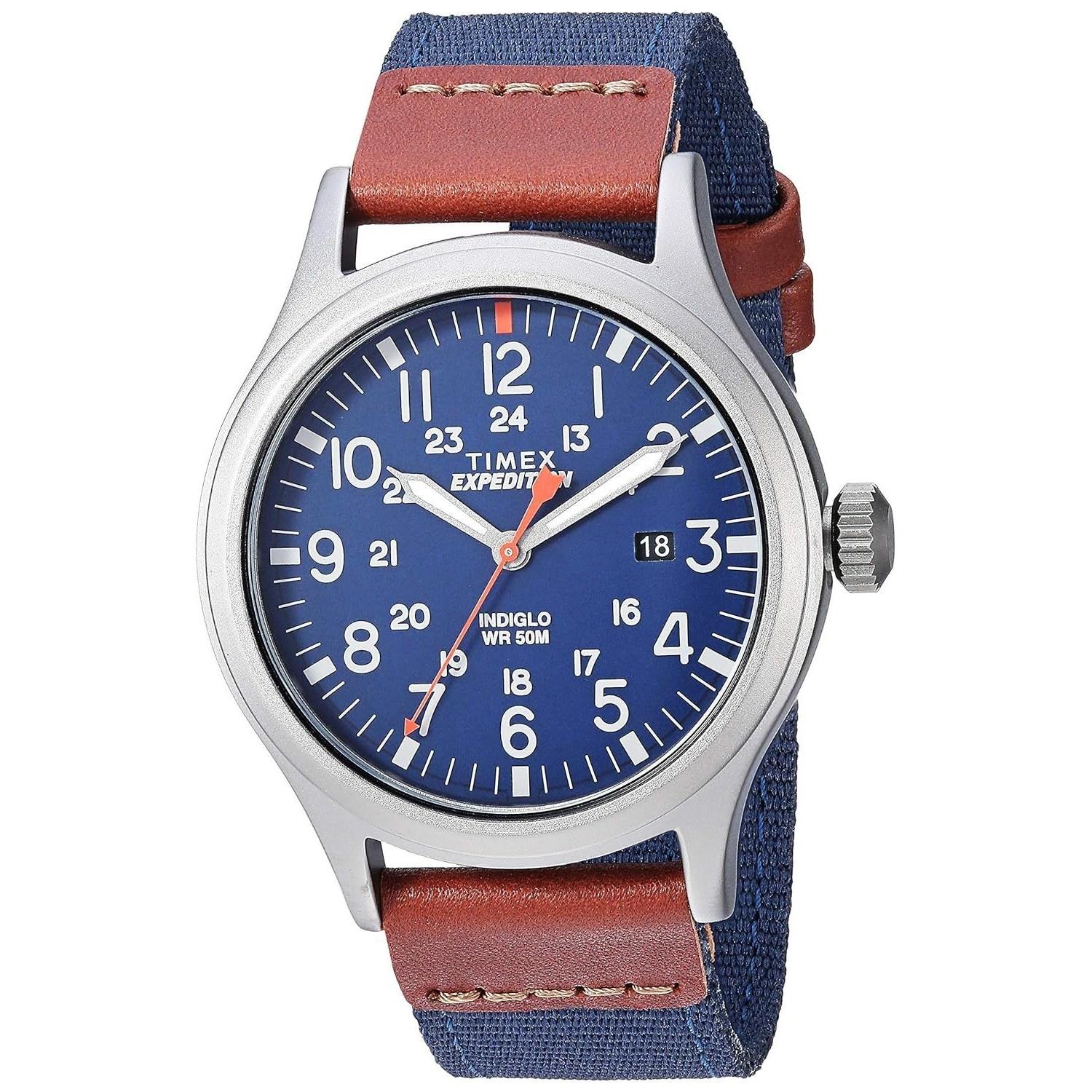 Timex Mens Expedition Scout 40 Watch Blue Brown Gray.