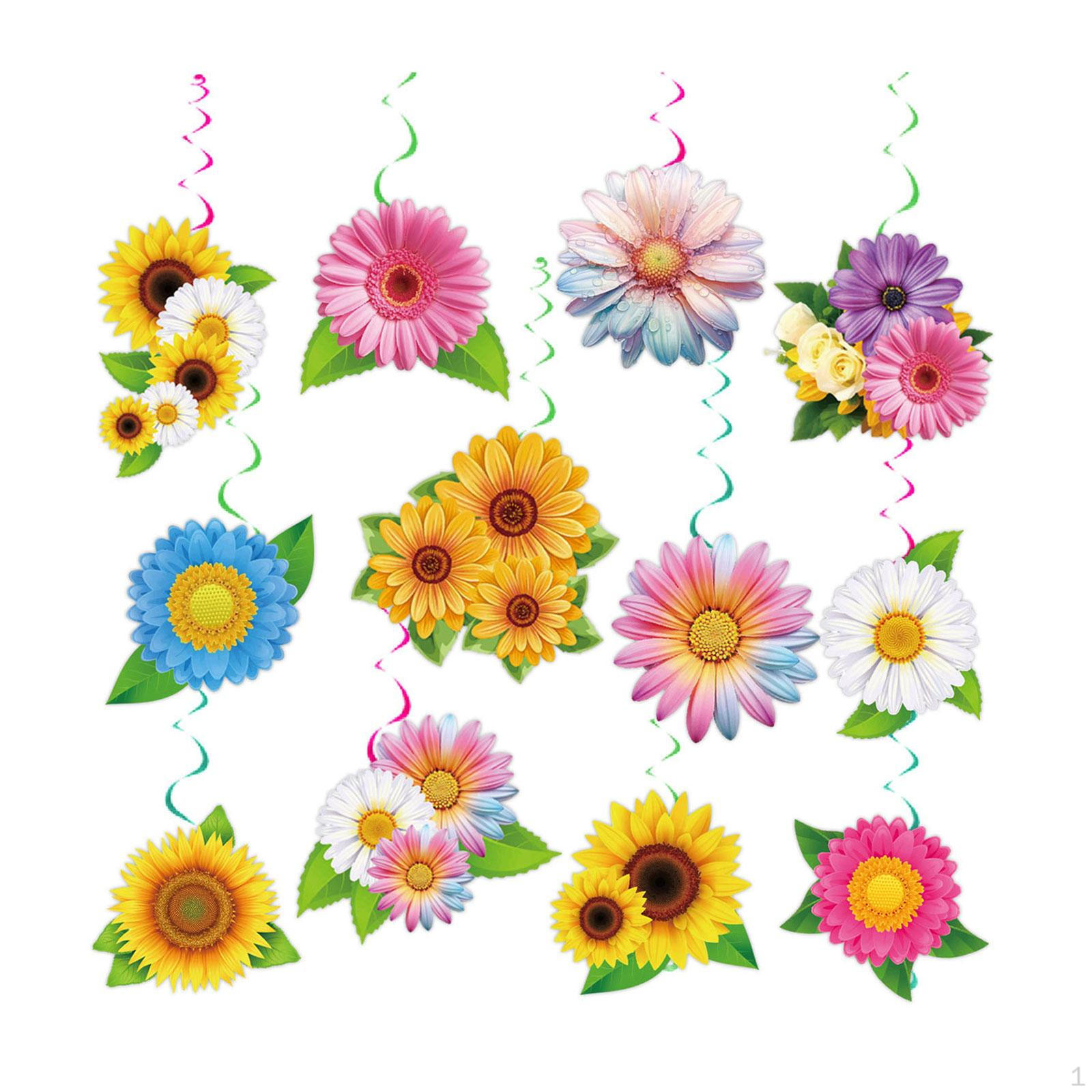 

24x Flowers Hanging Decoration Party Streamer Ornament Wall Ceiling Spirals for Seasonal