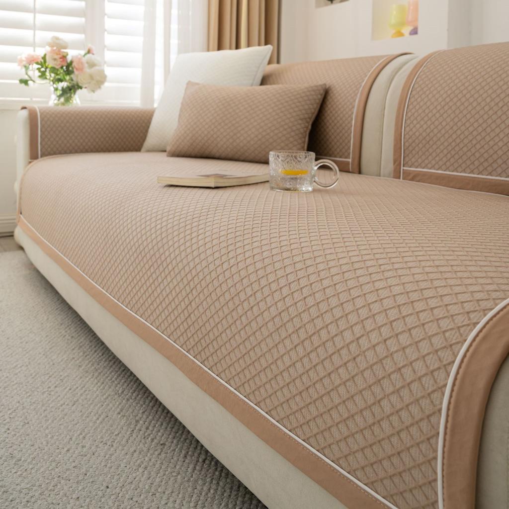 New Summer Ice Silk Cool Sensation Silk Sofa Cushion Solid-Color Cool And Anti-Slip Sofa Cover Soft Mat Covering Cloth Cushion