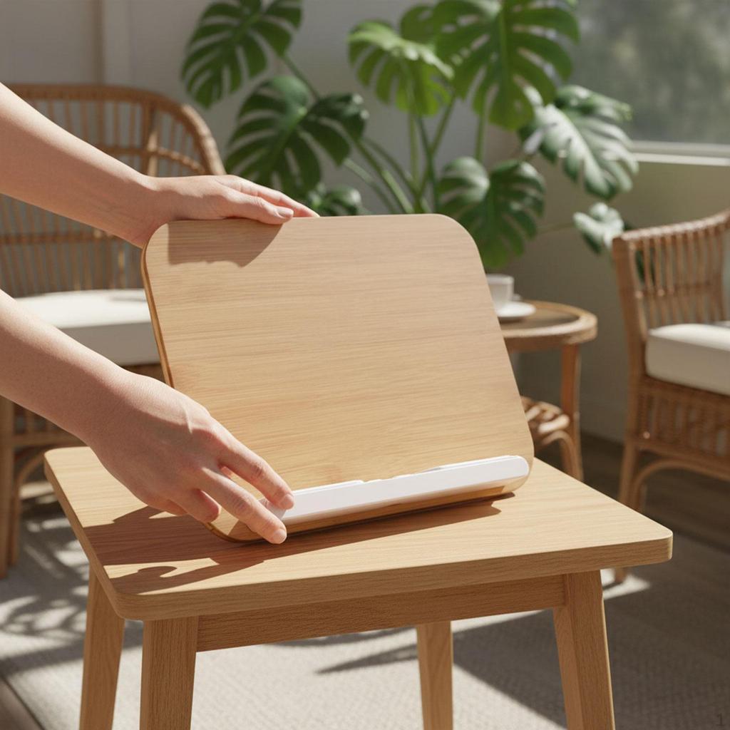 Book Stand for Reading Wooden Bookstand Foldable Portable Adjustable Holder Textbook Sheet