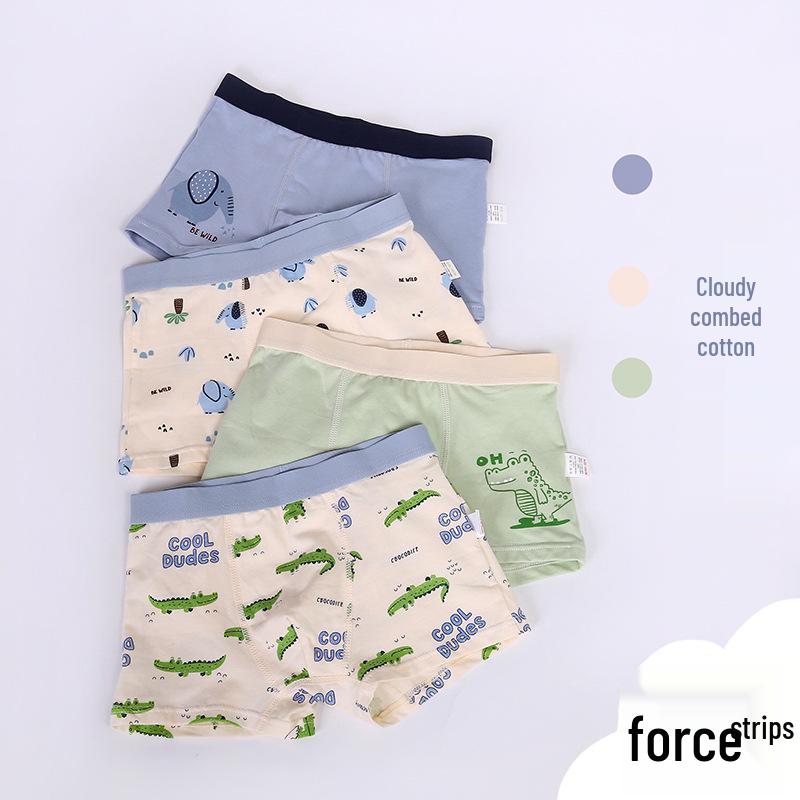 Children's Summer Cotton Boxer Briefs (Class A) for Boys Aged 9-12 - No Pinch Design.