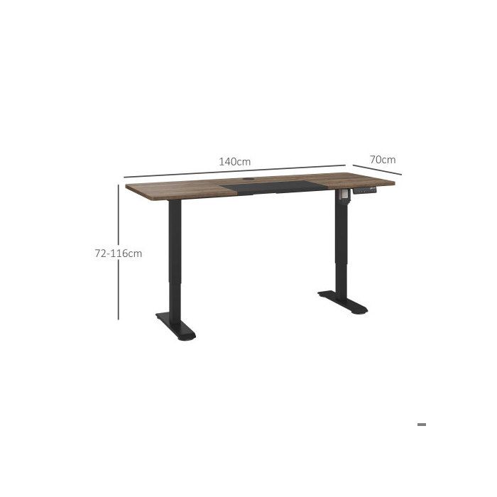 Bureau électrique - MUVOE - 140x70 cm - Hauteur réglable 72-116 cm - Design moderne - Capacité 70 kg