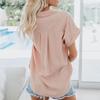 Lapel Short Sleeve Women Shirt Pure Color Simple Loose Shirt Ladies Clothing