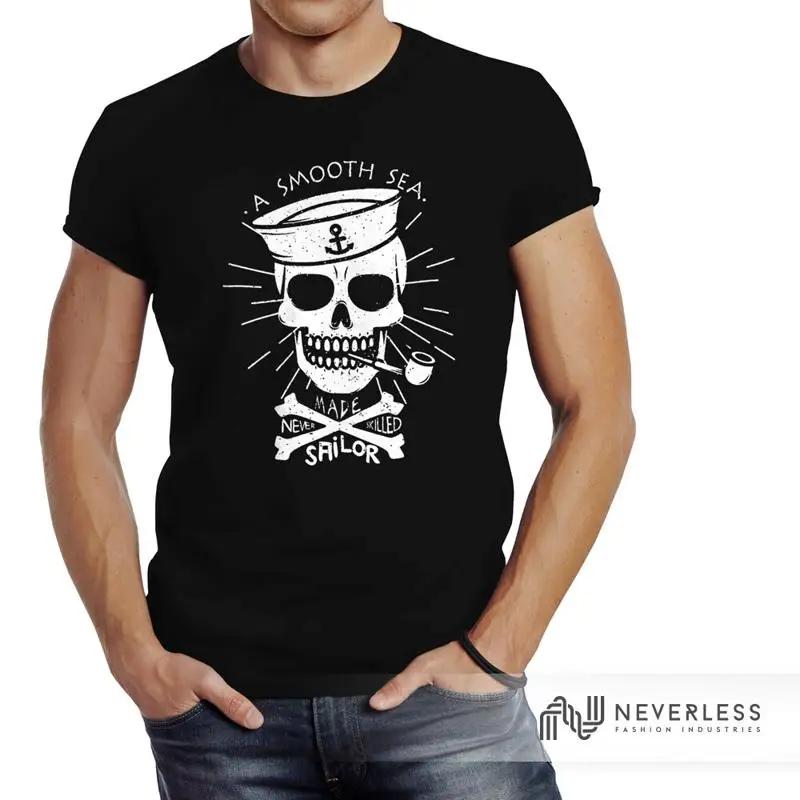 Mens Smooth Sea Never Made Skilled Sailor Skull Skull Neverless? T-Shirt S разноцветный