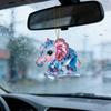 Car Pendant with Lanyard Sparkling Rhinestones 2D Acrylic Elephant Design Gradient Color Mini Acrylic Ornament Key Desktop Decoration