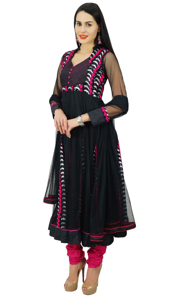 Atasi Womens Readymade Black Anarkali Suit With Dupatta Salwaar Kameez Indian Bollywood Dress - Custom