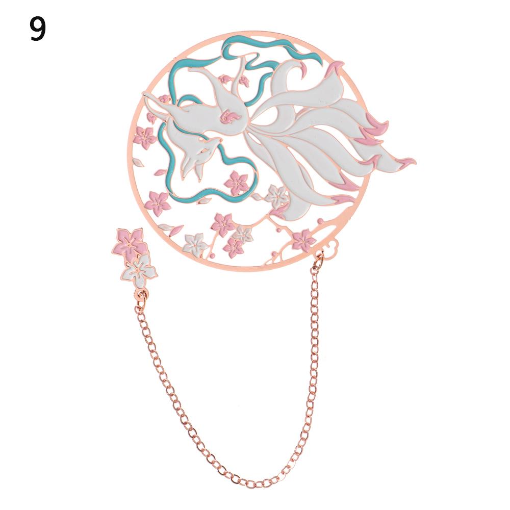 Chinese Style Calligraphy Painting Bookmark Group Fan Book Clip Pagination Mark Metal Tassel Stationery School Office Supplies