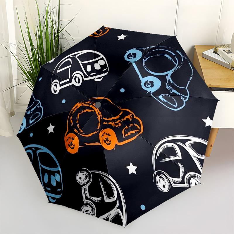 1 Stück Regenschirm mit Auto-Muster-Design und Kunststoffgriff, geeignet für alle Jahreszeiten Umbrellaptys26093