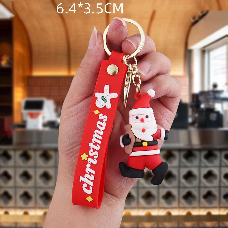 2024 New Christmas Keychain Pvc Soft Rubber Schoolbag Pendant Doll Christmas Small Gift Series Car Accessories Interior Ornament