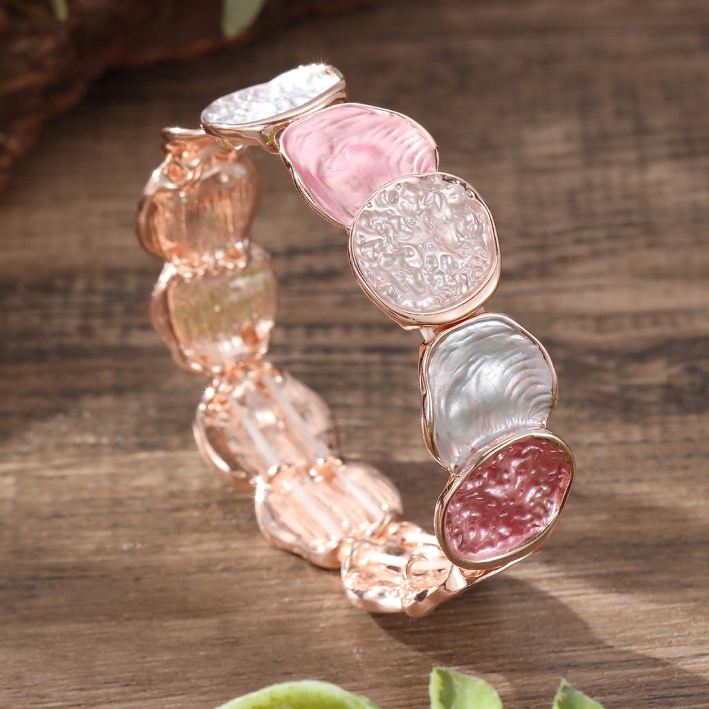 New Enamel Color Round Geometric Line Elastic Bracelet, Fashionable and Simple Women's Versatile Painting Oil Bracelet