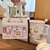 High-value Mug with Lid Spoon, Cute Rabbit Ceramic Cup, Couple Water Cup, Practical Birthday Gift for Girls
