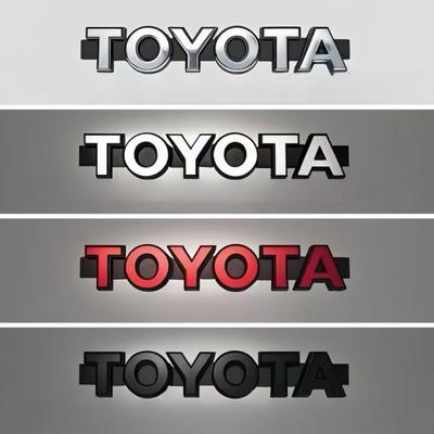 For 38x6.5x1.5cm Retro Style Toyota Letter Grille Emblem | Reflective Front Badge for Highlander, RAV4, Venza, Corolla Cross,