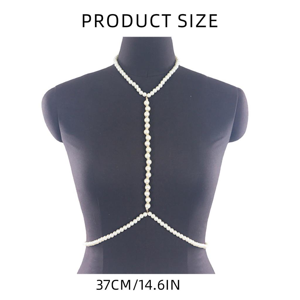 Luxurious Chest Chain for Women Artificial Pearls Choker Chain Necklace Body Chain Night Club Body Jewelry for Formal