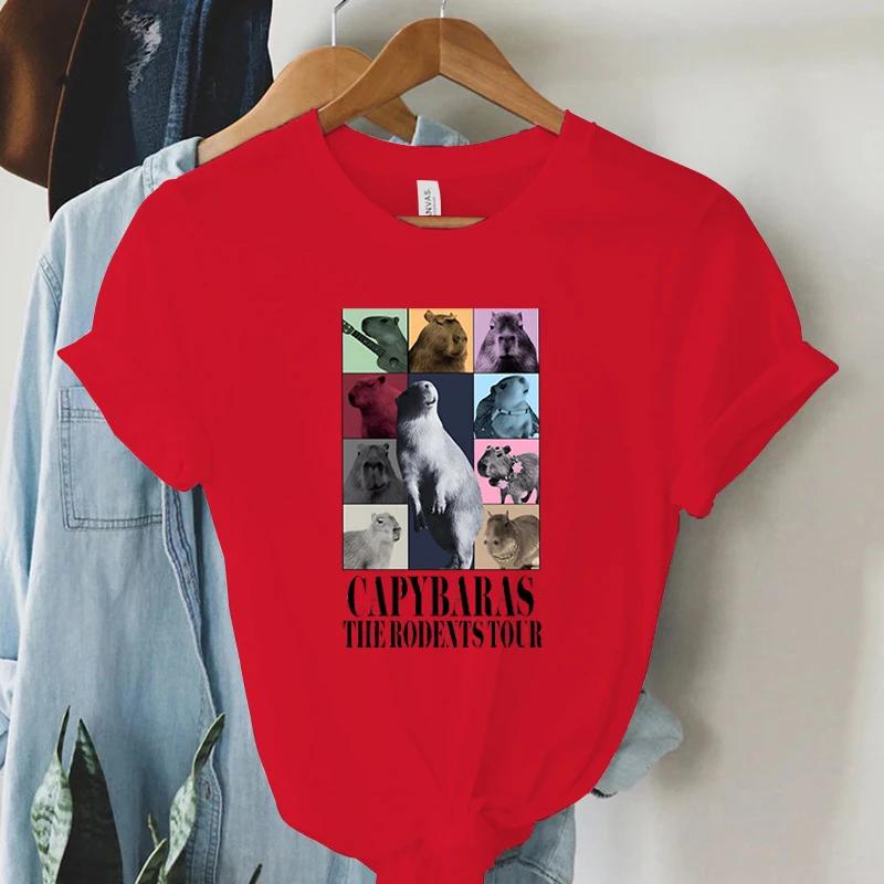 Funny Capybara Womens TShirt The Rodents Eras Tour Meme Graphic T Shirt Tops Summer Vintage Fashion Short Sleeve Women Tshirt