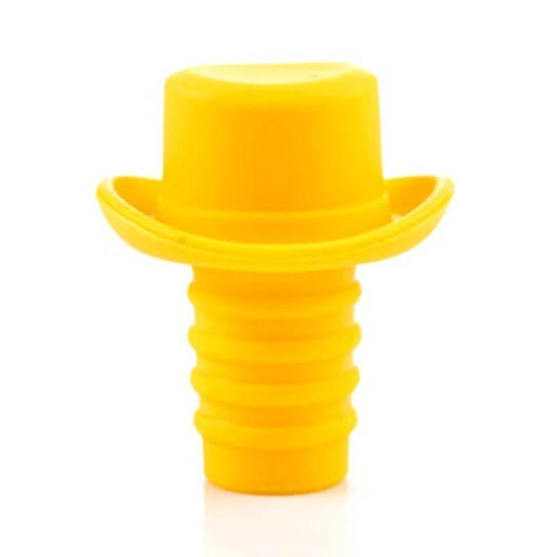 Silicone Bottle Stopper Bottle Cap Wine Cork Wine Pourer Stopper Silicone Bottle Cap Cute Top Hat Preservation Gel Cork Strip