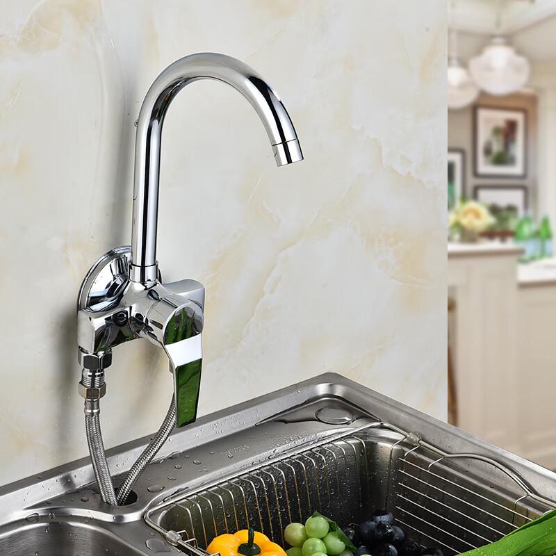 All-Copper Single-Handle Kitchen Sink Faucet Hole Distance 100mm