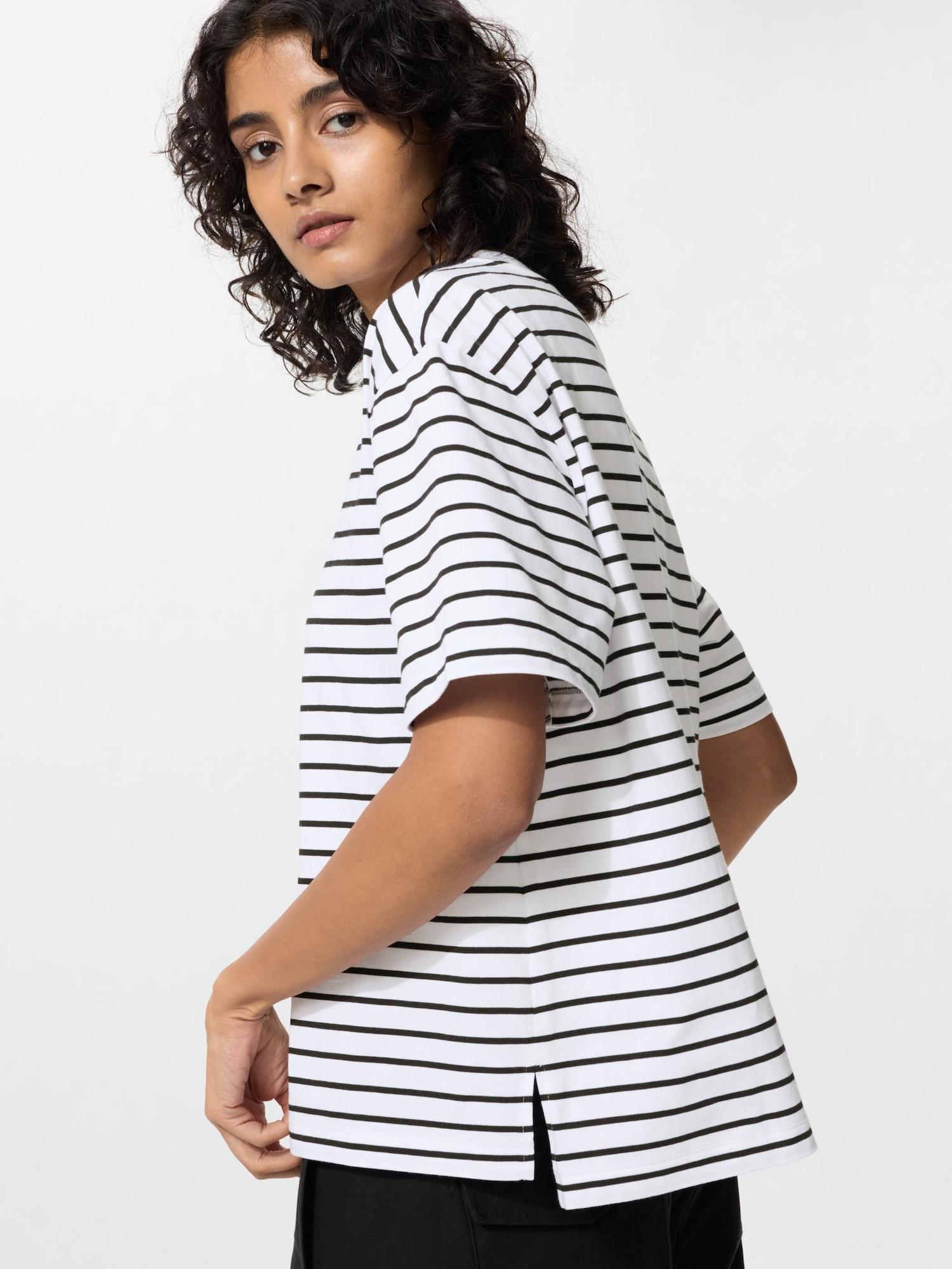 

Футболка Uniqlo Airism CoTTon в полоску 01 OFF WHITE/WOMEN XS
