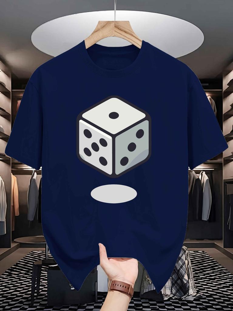 Bright Red Tee Cartoon White Dice Graphic Unisexs Short Sleeve T Shirt Crew Neck Game EleUnisext Casual Daily Soft Comfort Top