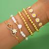 5Pcs/Set Bohemian Daisy Flower Heart Bracelets Sets for Women Vintage Gold White Color Crystal Infinity Symbol Bracelets Jewelry