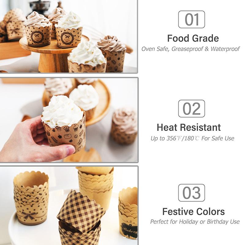 250Pcs Cupcake Wrapper Liners Muffin Tulip Case Dessert Paper Baking Cup Party Heat Proof Oven for Household Baking