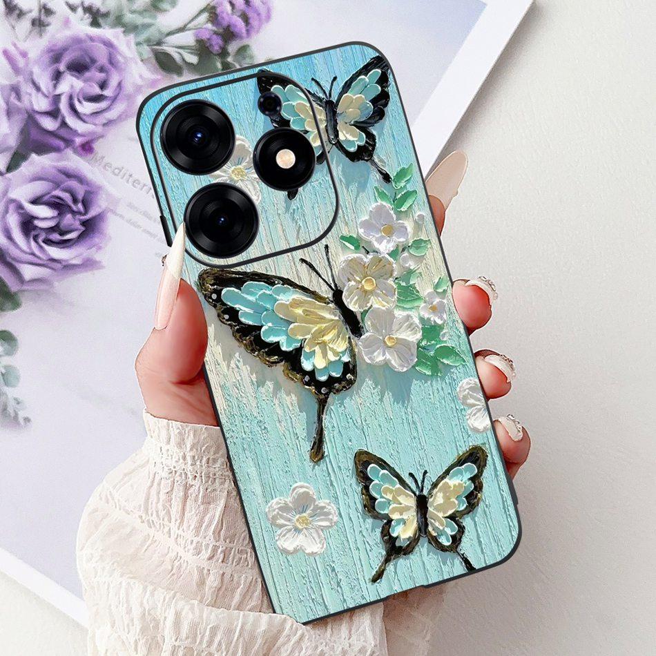 For Tecno Spark 10 Pro Phone Case Spark 10Pro 4G KI7 Elegant Floral Cat Printing Soft Silicone TPU Cases