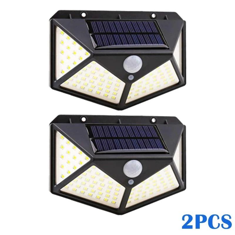 Outdoor 100 LED Wall Light Intelligent Human Body Sensing Solar Wall Light Outdoor Waterproof Courtyard Lighting Street Light
