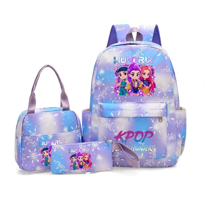 Witch Hunters Backpack Three-Piece Large Capacity Backpack Kpop Demon Hunter Peripheral Bag School Bag