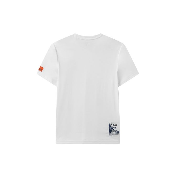 FILA Letter Print Crew Neck Short Sleeve T-Shirt Men Tops White F11M128117F-WT
