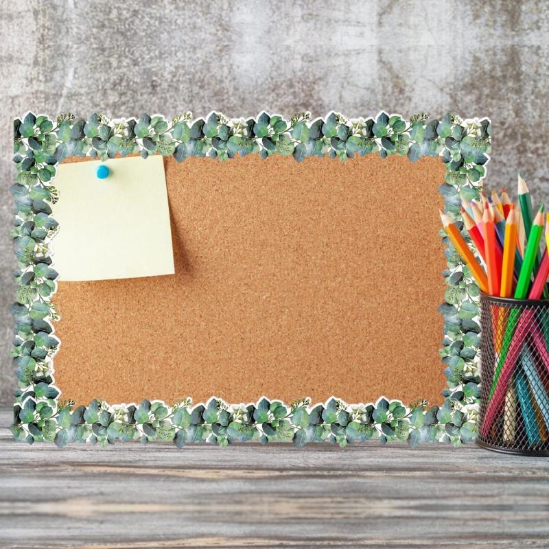 49ft Bulletin Board Border for Classroom Chalkboard Decoration, Plant Leaf Pattern Notice Board Border Trim Wall Decals