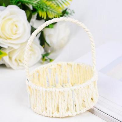 Magnifique Panier de Rangement en Dentelle Florale Fait Main Tissé à la Main Formes Rondes Panier à Fleurs Créatif Petit