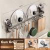 Suction Cup Kitchen Hooks, Multifunctional Storage Rack, No Drilling Required, Hanging Rod for Pot Lids, Spoons, Spatulas, Knife Holder